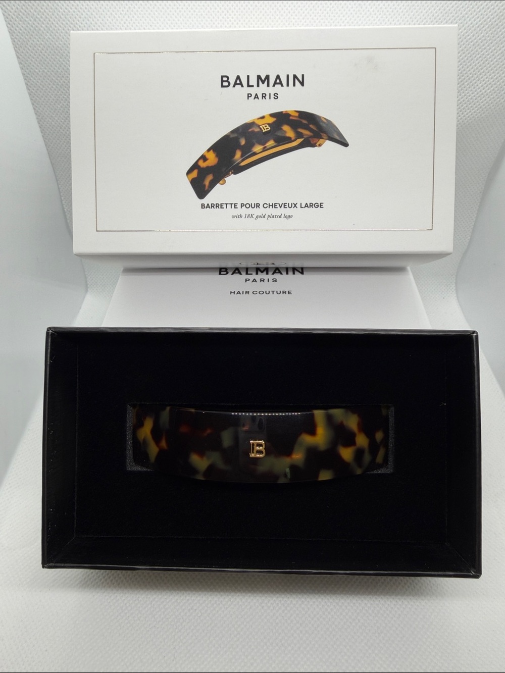 Balmain Tortoiseshell and Gold Resin Hair Clip - Large 18k Gold Plated